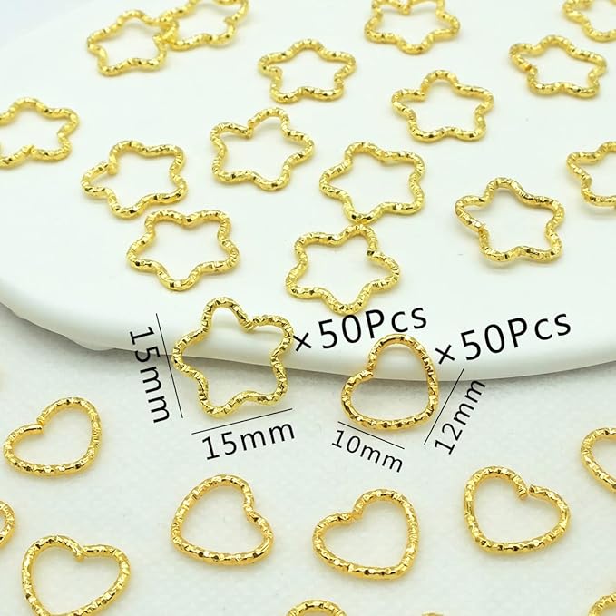 100PCS Hair Braid Rings Clips Gold Star and Gold Love Shape Hair Jewelry Ring for Braids Locs Hair Cute Braid Accessories(Gold)