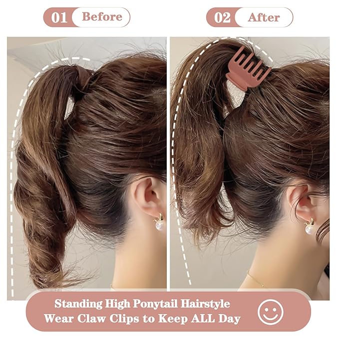 8PCS Claw Clips for Thin Hair Women, 1.6' Small Matte Medium Hair Claw Clips, Strong Hold Double Row Teeth Hair Clips, Cute Jaw Clamps (Warm Color)