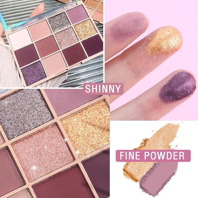 Neutral Smokey Eye Shadow Palette,Nude Mauve Rose Gold Cream Eyeshadow Palette,Make Up Pallets for Women Highly Pigmented Natural Eyeshadow for Eyes Long Lasting Naturing-Looking,Blendable,Vegan