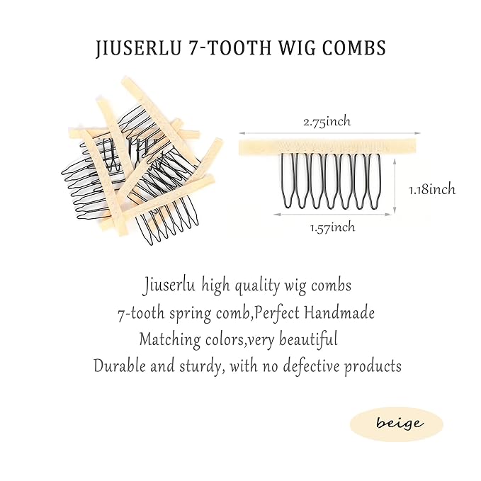 100 Pieces Wig Combs Wig Clips Wig Combs to Secure Wig 7-teeth Wig Accessories Tools For Making Wig Caps Wig Comb (Beige,100 Pcs))