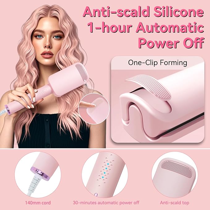 CHIKYO 3 Barrel Rovy Wave Curling Iron, 1.25 Inch Hair Crimper Waver, Beach Waves Curling Wand, Deep Waver Hair Curler Hot Tool with Ceramic Hair Curler for Women, Dual Voltage, Easy to Use,1.4m Cord