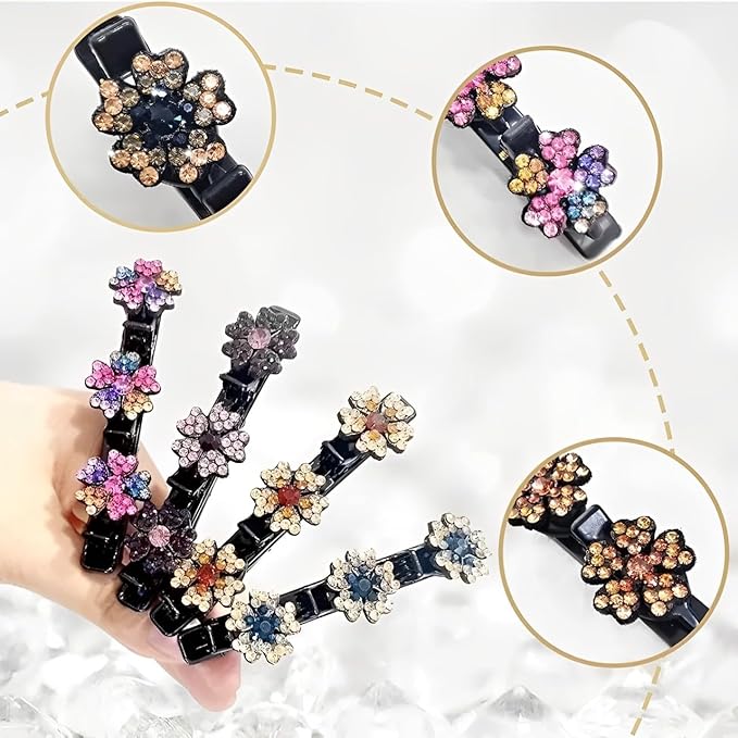 4Pcs Sparkling Crystal Stone Braided Hair Clips Women Hair Accessories for Styling Sectioning,Braided Hair Clips for Women for Quick Change of Look Styling