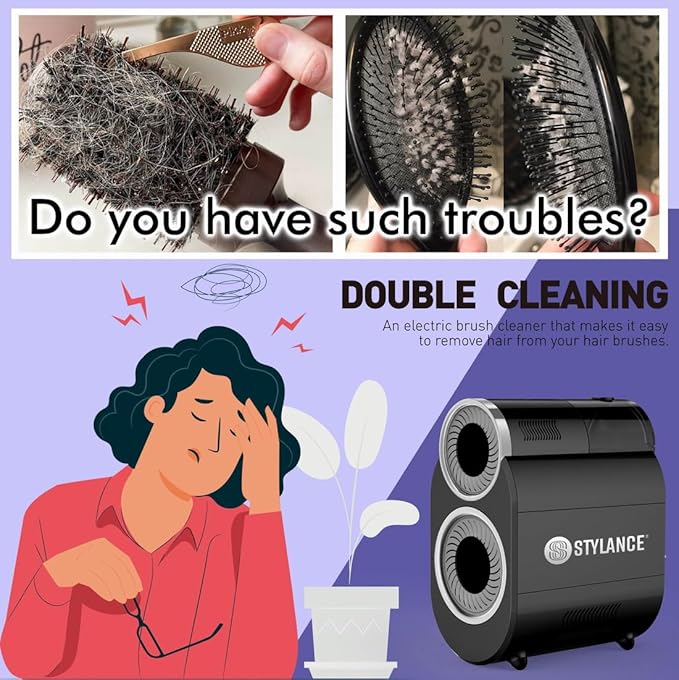 Automatic Hair Brush Cleaning Tool Comb Cleaning Brush Fast Electric Round Brush Cleaner Machine Portable Professional Cleans Brushes- Remover for Removing Hair Dust Home and Salon Use