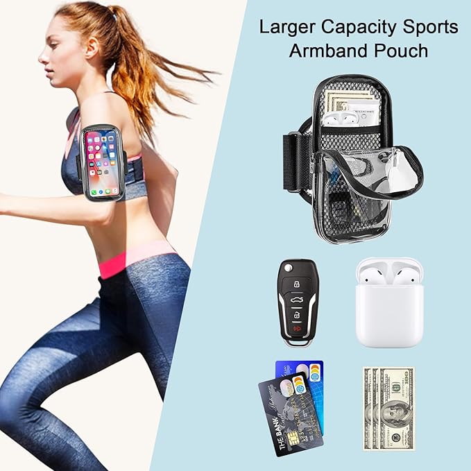 Phone Holder for Running, Armband for iPhone 16 15 14 13 Pro Max 12 11 Plus X Samsung Android Up to 6.9'', Universal Arm Bands Bag with Key Card Pocket for Exercise Walking Workout Fitness