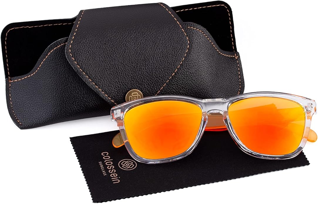 COLOSSEIN Sunglasses Womens,Classic Square Frame UV400 Mirrored Lens,Sunglasses Fit For Beach,Vacation,Driving