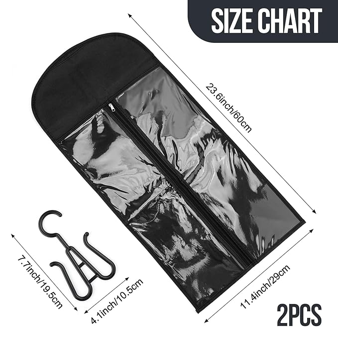 2PCS Wig Storage Bags with Hanger Hair Extension Holder Dust-proof Storage Organizer with Hook for Multiple Wigs Hair Extensions, wigs & accessories Holder Home Hair Salon Travel Use