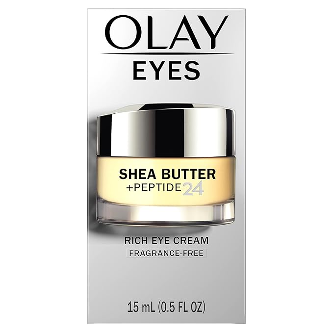 Olay Eyes Shea Butter+Peptide 24 Rich Eye Cream, Fragrance Free, 0.5 oz. (Pack of 2)