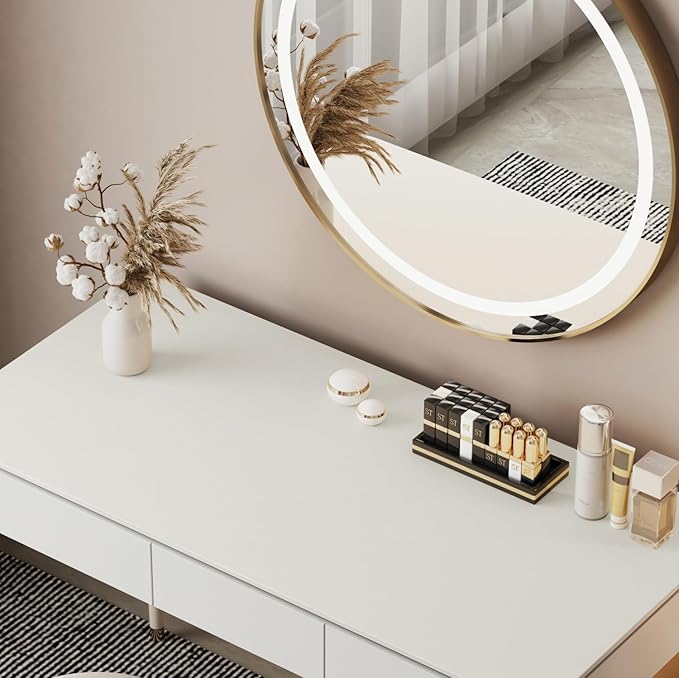 39.37" * 15.7" Large Makeup Mat for Vanity Top Protector, Waterproof, Non-Slip Vanity mat.Vanity mat Protector for Makeup,Vanity Protector mat and Dresser Protector top.(Milk White)