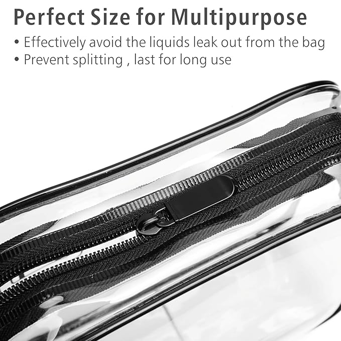 PACKISM Clear Makeup Bag - 3 Pack TSA Approved Toiletry Bag, Travel Clear Toiletry Bag, Black White Grey
