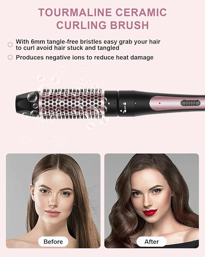 6 in 1 Curling Iron, 3 Barrel Curling Iron Set with Curling Brush (1.5inch) and 5 Interchangeable Ceramic Curling Wand(0.35"-1.25"), 2 Temp Heating Setting, Contain Comb & Protective Glove & 2 Clips