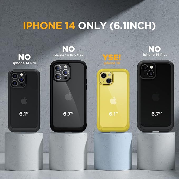 Miracase Glass Series Designed for iPhone 14 Case 6.1 inch, 2022 Upgrade Full-Body Clear Bumper Case with Built-in 9H Tempered Glass Screen Protector and Camera Lens Protector,Lemon