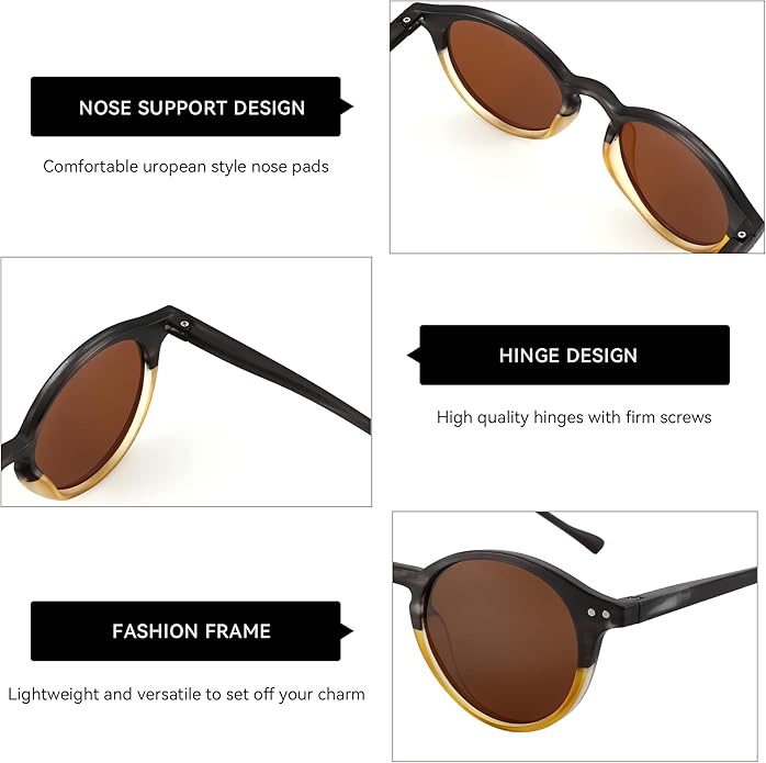 ZENOTTIC Polarized Round Sunglasses, Stylish Sunglasses for Men and Women Retro Classic, Multi-Style Selection