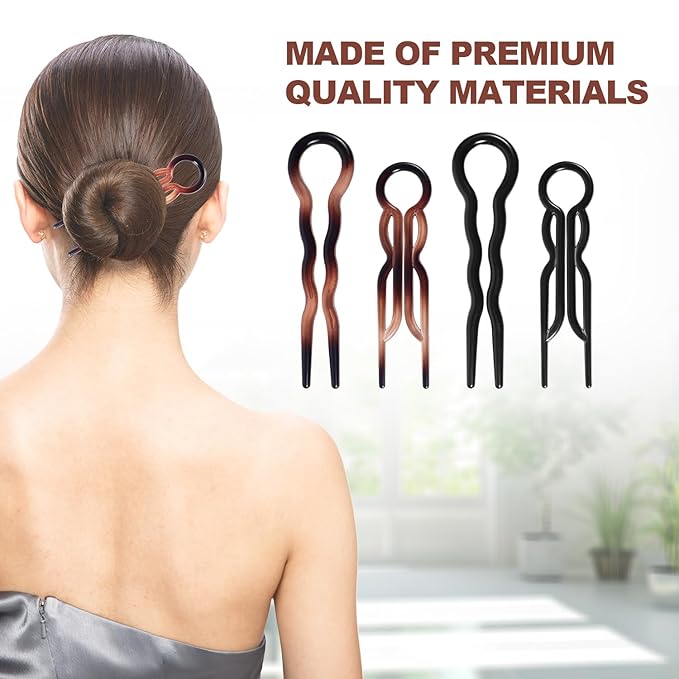 4pcs Hair Pin, 2 Styles 2025 New Elegant French Twist U-Shaped Hairpin Clips Accessories Supplies for Women All Hair Types & Any Occasion