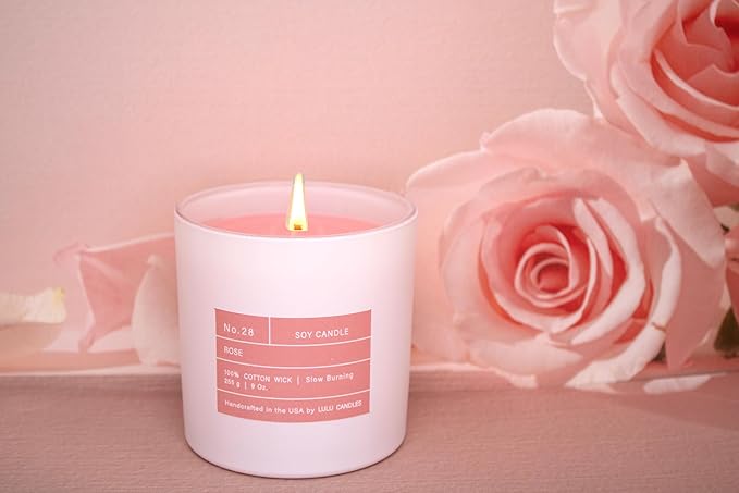 Lulu Candles | Smells Like Roses | Luxury Scented Soy Jar Candle | Hand Poured in The USA | Highly Scented & Long Lasting (9 Oz. Limited Edition)