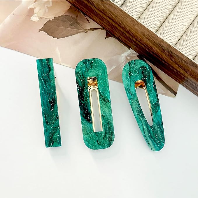 12 Pieces Acrylic Resin Marble Hair Clips Set, Decorative Pearls Hair Barrettes Sweet Decorative Bobby Pins Hairpin Headwear Hair Accessories Headwear for Women and GirlsâŚ