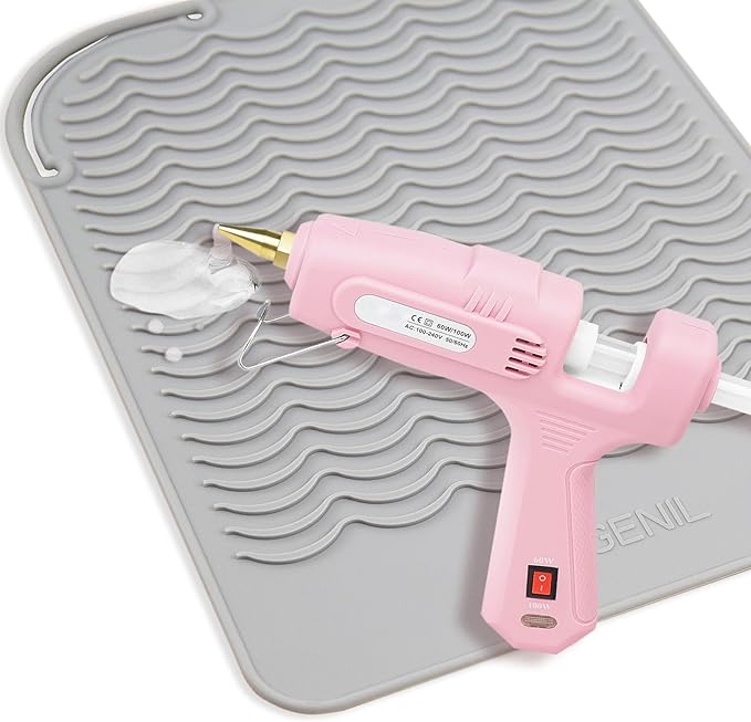 ANGENIL Flat Iron Curling Iron Large Anti-Scald Heat Resistant Silicone Mat Pad, for Dual Voltage Travel Hair Styling Tools, Titanium Ceramic Hair Straightener and Curler 2-in-1, Grey, 11.02" x 7.9"