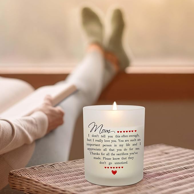 TEEZWONDER Mothers Day Gifts for Mom from Daughter Son - Long Lasting Vanilla Lavender Candle 10 oz - Mom Birthday Gifts for Women Mama, Present for Stepmom Mother-in-Law