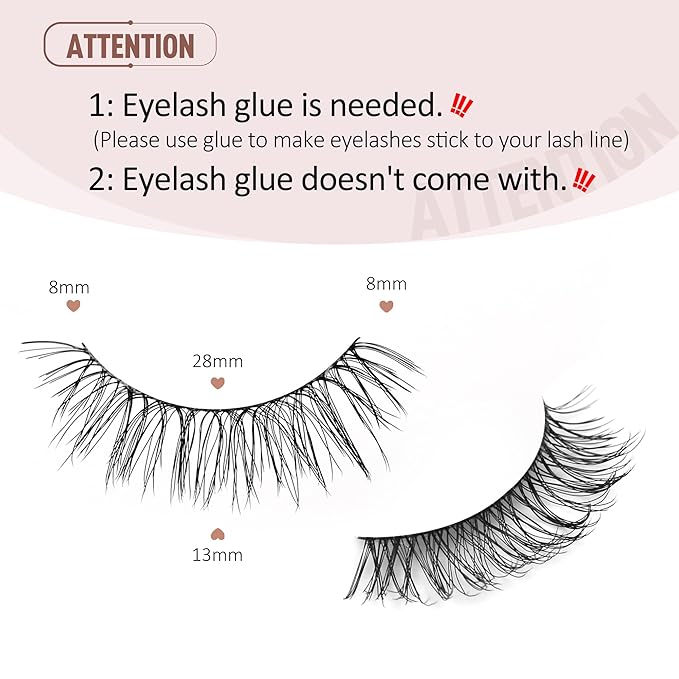 Onlyall Natural Lashes Wispy Lashes Natural Look False Eyelashes Natural Flared Eyelashes False Eye Lashes Soft Fluffy Lashes 7 Pairs T28