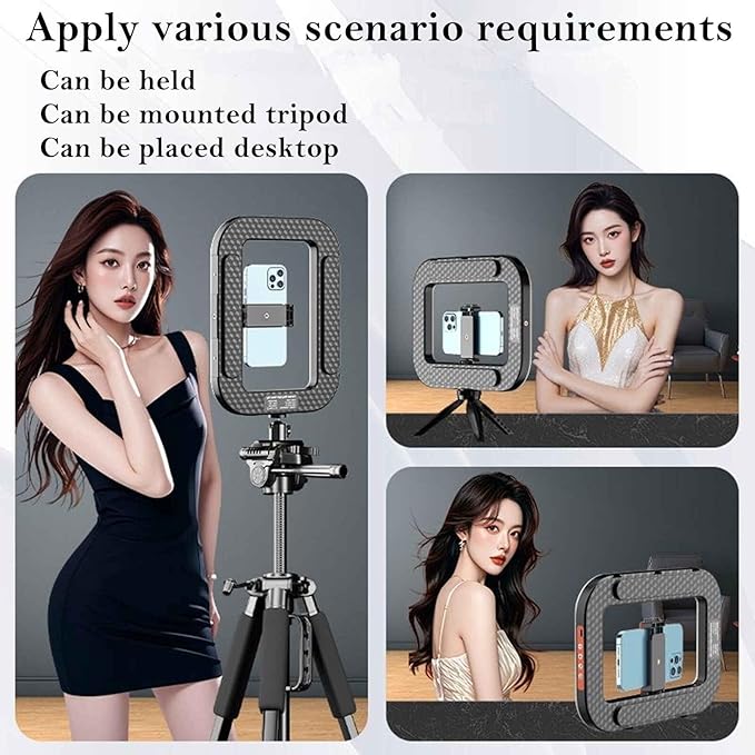 Phone Video Rig QYPENT Handheld LED Ring Light Selfie Light Phone Video Stabilizer for Camera, Smartphone, Action Camera, YouTube, Setup, Filmmaking, Makeup, Vlogging (YM200)