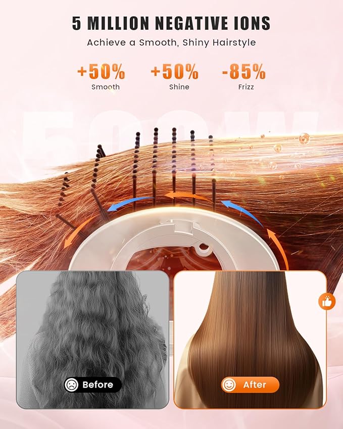 8-in-1 Professional Hot Air Styler&Hair Dryer Brush, Powerful Multi-Styler with Auto-Wrap Curler with Storage Case, Fast Drying Curling Straightening Volumizing Without Heat Damage