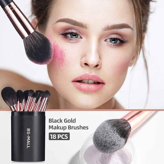 BS-MALL Makeup Brush Set 18 Pcs Premium Synthetic Foundation Powder Concealers Eye shadows Blush Makeup Brushes with black case