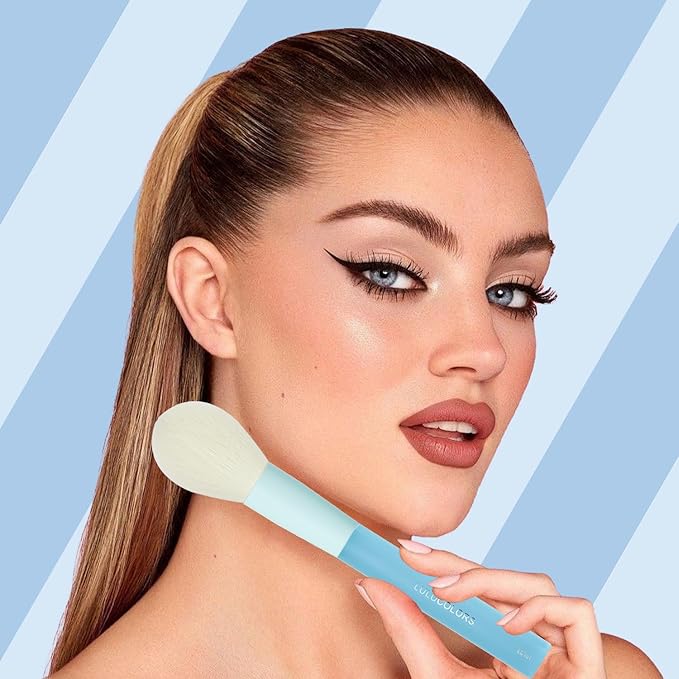 5 Pcs Face Makeup Brush Set – Soft, Cruelty-Free Synthetic Bristles with Translucent Rubberized Handles, Makeup Brushes for Powder, Blush & Contour –Brush Collection-Blue Candy Brushes
