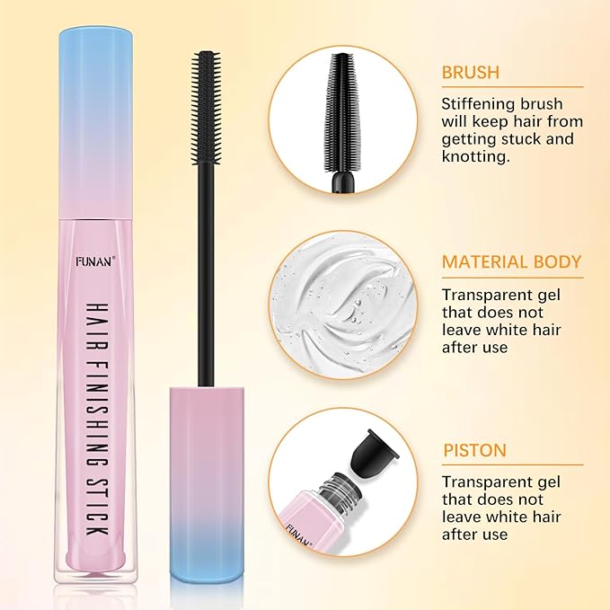 5 Packs Set Hair Wax Stick,Hair Finishing Stick and Edge Brush Rat Tail Comb Bristle Hair Brush,Slick Stick for Hair Non-greasy Styling Hair Pomade Stick,Hair Bun Hair Accessories for Women Grils