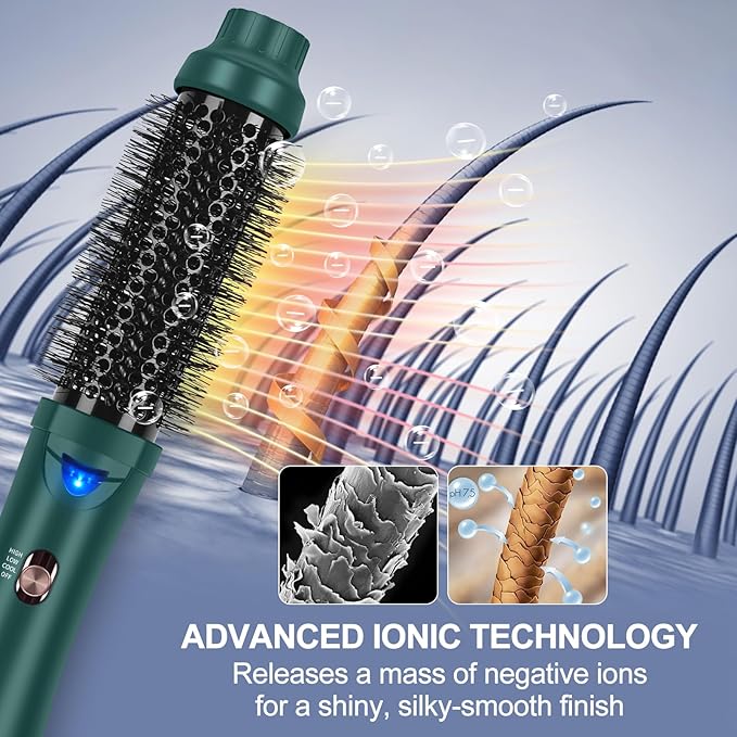 Aima Beauty Hair Dryer Brush, One Step Hair Dryer & Volumizing Hot Air Brush, 3 Heat/Speed Settings, Advanced Ionic Technology, Ceramic Coating, Nylon Pins & Tufted Bristles, Dark Green, 1000W, 125V