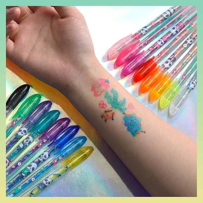Panda 16 Piece Glitter Pen Body Art Set, Panda Themed, Glittery and Bright Colors, Ages 3 by Townley Girl