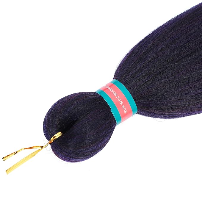 Ombre Pre stretched Braiding Hair, 36 Inch 3 tones Braid Hair Extensions, 8 packs Multi Color blend braiding hair pre-stretched, Crochet Hair Braiding(36''-8packs,1b/purple/burg)