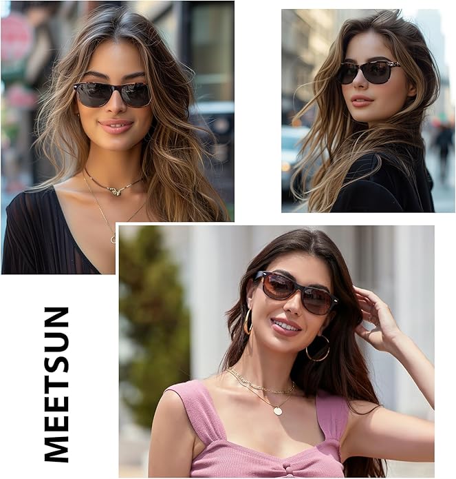 MEETSUN Classic Polarized Sunglasses for Women Men Trendy Retro Sun Glasses for Driving UV Protection (3 Pack)