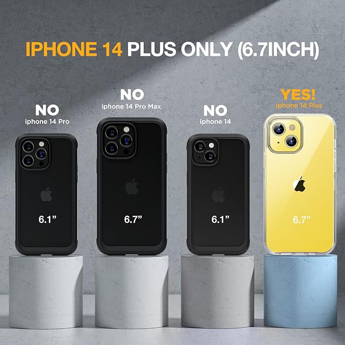 Miracase Glass Series Designed for iPhone 14 Plus Case 6.7 inch, 2023 Upgrade Full-Body Clear Bumper Case with Built-in 9H Tempered Glass Screen Protector and Camera Lens Protector,Clear