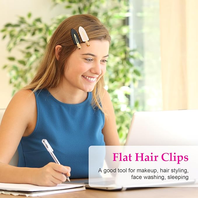 D 6 Pcs No bend Hair Clips No Crease Hair Clip Makeup Clips for Women and Girls Flat Hair Clips for Hairstyling Salon Golden Handle