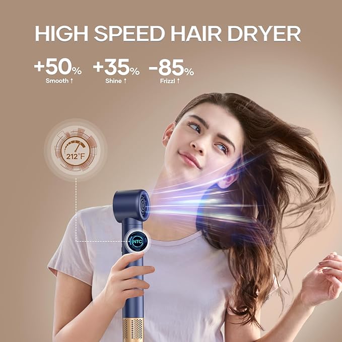 Air Styler Hair Dryer Brush - 6 in 1 Hair Styler Ionic Auto Wrap Hot Air Curler Blow Dryer Brush, 38m/s High Speed Blowout Airflow Hair Dryer Multi Styler Fast Drying Styling for Curly/Straight Hair