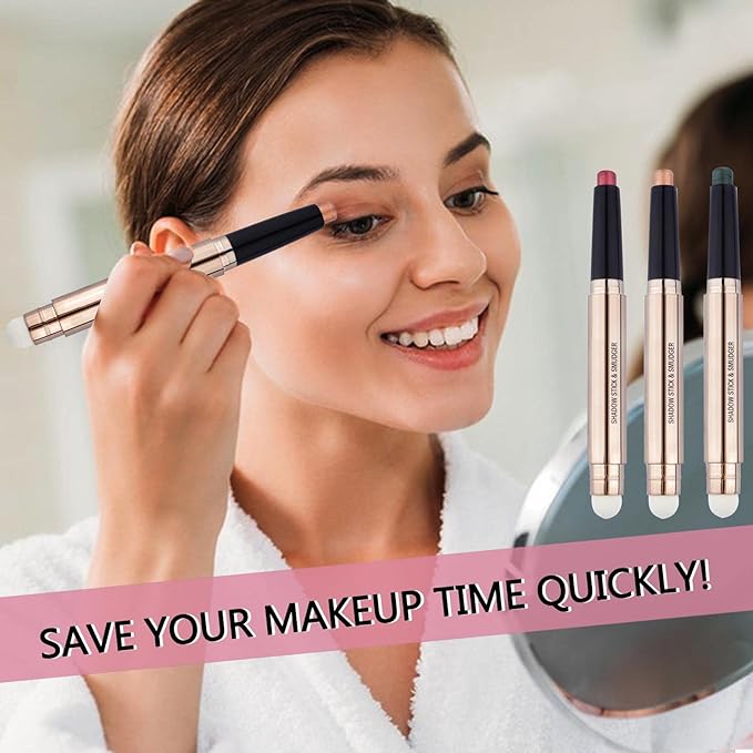 2 in 1 Orange Copper Eyeshadow Pencil, Cream Smooth Shimmer Eyeshadow Stick Crayon, Hypoallergenic Multi-Dimensional Waterproof Long Lasting Eye Shadow Highlighter Stick Eye Liner(Copper Shimmer #05)