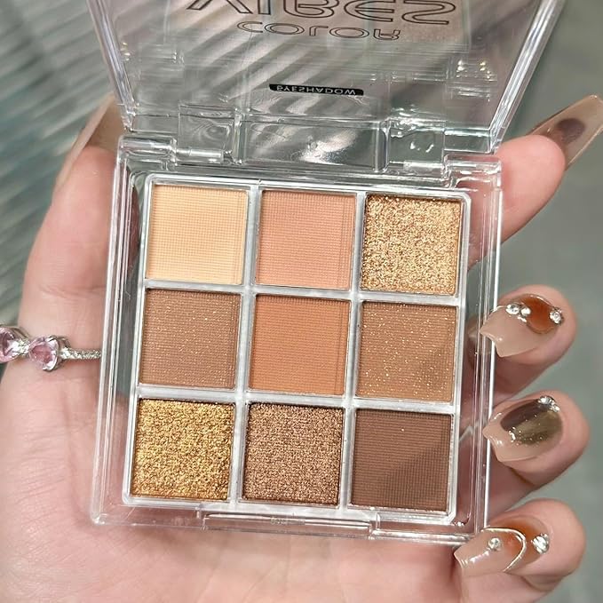 9 Color Brown Eyeshadow Palette - Rose Gold Dark Brown Bronze Naked Matte & Glitter Shades, Long-Lasting, Waterproof & Blendable, Natural Nude Eye Shadow Set sombras para ojos (Chocolate)