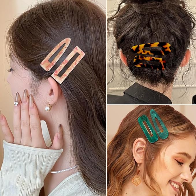 12 Pieces Acrylic Resin Marble Hair Clips Set, Decorative Pearls Hair Barrettes Sweet Decorative Bobby Pins Hairpin Headwear Hair Accessories Headwear for Women and GirlsâŚ