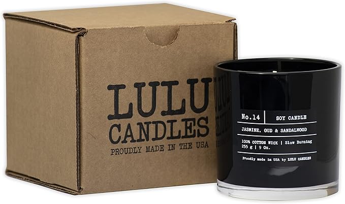 Lulu Candles | Jasmine & Musky Rose | Luxury Scented Soy Jar Candle | Hand Poured in The USA | Highly Scented & Long Lasting | 9 Oz.