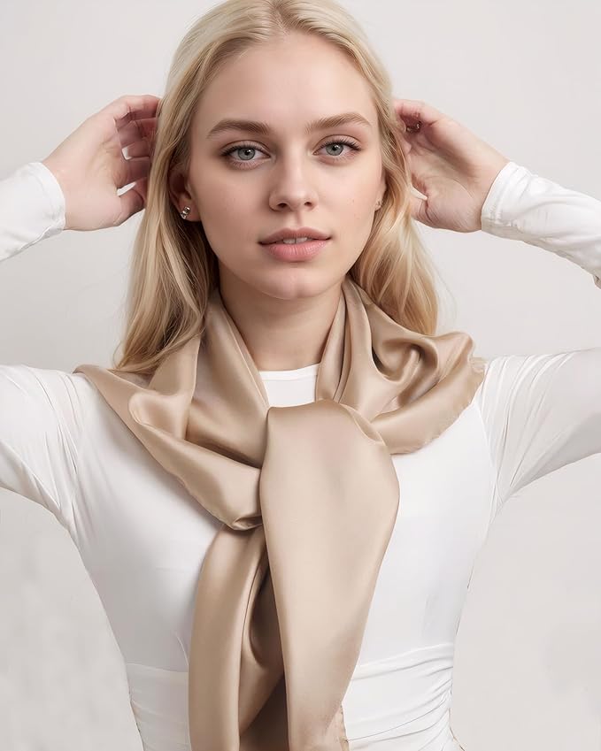 35" Satin Head Scarf Large Square Scarf Silk Feeling Fashion Hair Wrapping Scarves for Women Girls