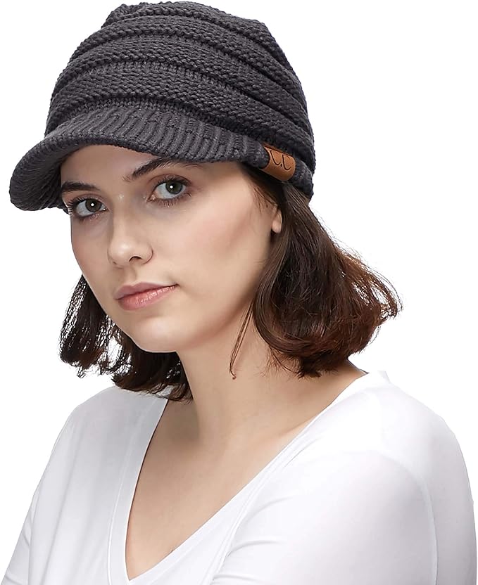 C.C Hatsandscarf Exclusives Women's Ribbed Knit Hat with Brim (YJ-131)(YJ-2023)