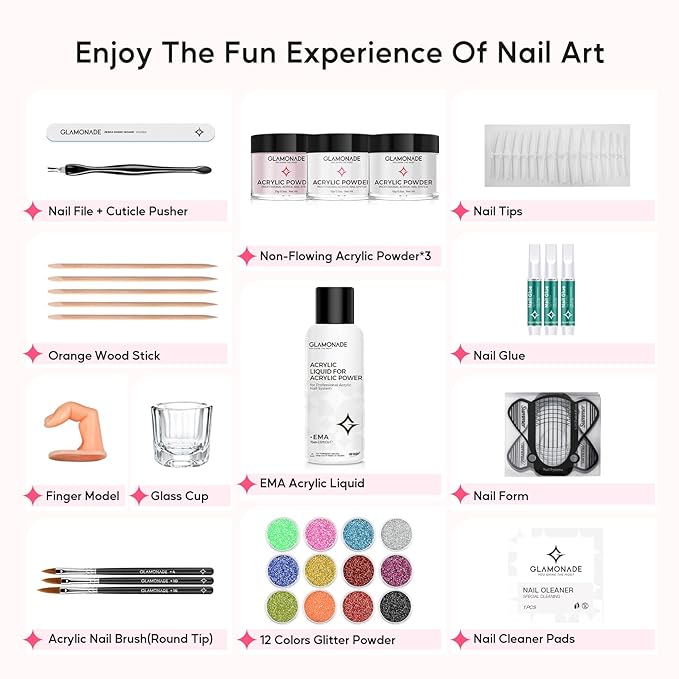 Nail Kit Acrylic Set: Professional Nail Kit with everything for Beginners Acrylic Powder Kit Nail Art Tool Women Salon