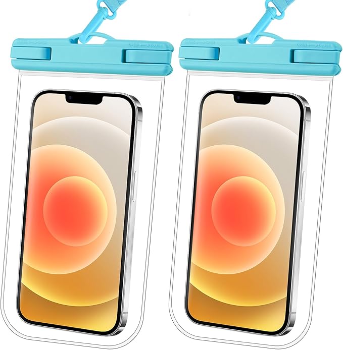 2025 Waterproof Phone Pouch: 2 Pack Cruise Ship Essentials Must Haves Dry Bag for Vacation Beach Travel Kayak Accessories, Water proof Case for iPhone 16 15 14 13 12 Plus Pro Max Galaxy - Blue+Blue