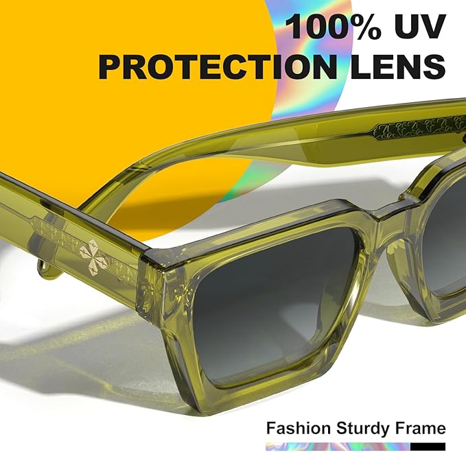 VISOONE Fashion 100% UV400 Protection Rectangle TR90 Y2K Sunglasses Accessories for Women Men RIVER