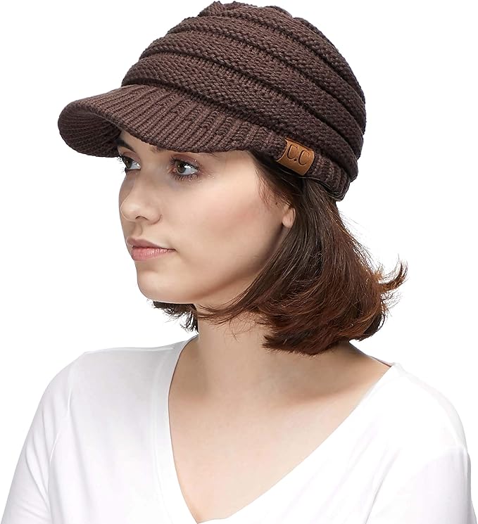 C.C Hatsandscarf Exclusives Women's Ribbed Knit Hat with Brim (YJ-131)(YJ-2023)