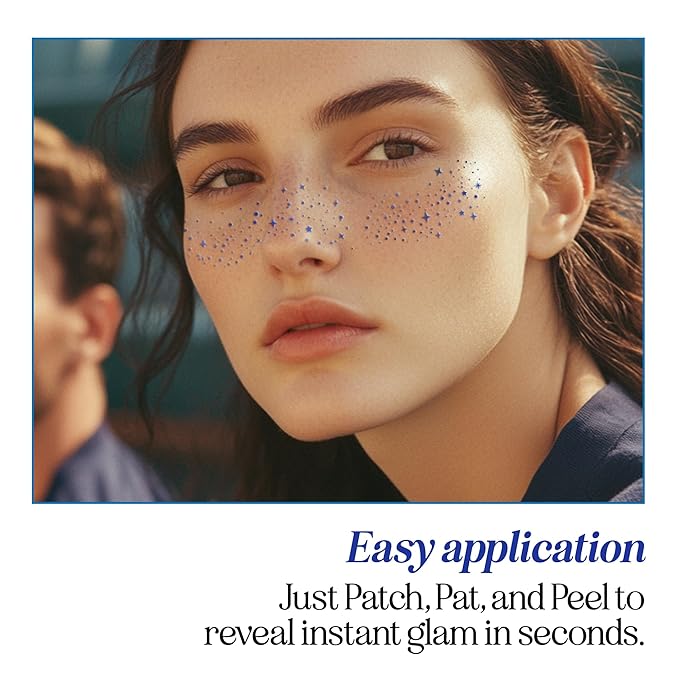 Fazit Blue Speckle Makeup Patches - Waterproof, Temporary Face Patches - 6 Count