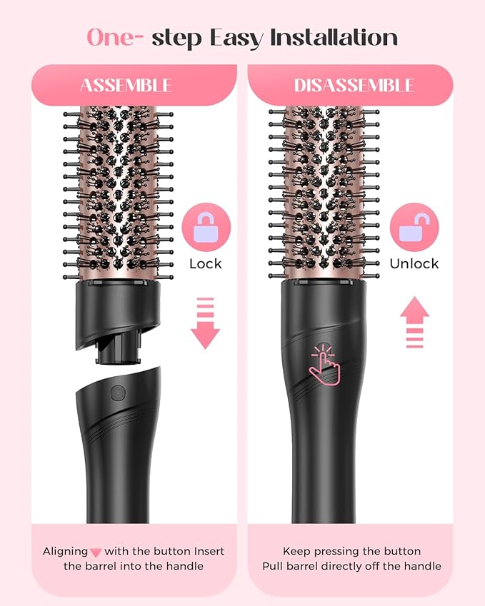5 in 1 Curling Iron Set, Curling Wand with New Upgraded Thermal Brush and 4 Interchangeable Ceramic Barrels(0.35"-1.5"), Fast Heating, Dual Voltage Hair Curler, Gifts for Women