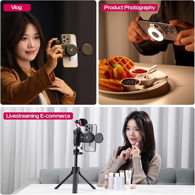 ULANZI Magnetic Selfie Light White, LED Fill Light Compatible with Magsafe, LED Selfie Ring Light Included Sticky Ring for Phones, for Selfies/Photography/TikTok/Zoom Calls/Video Conference Color