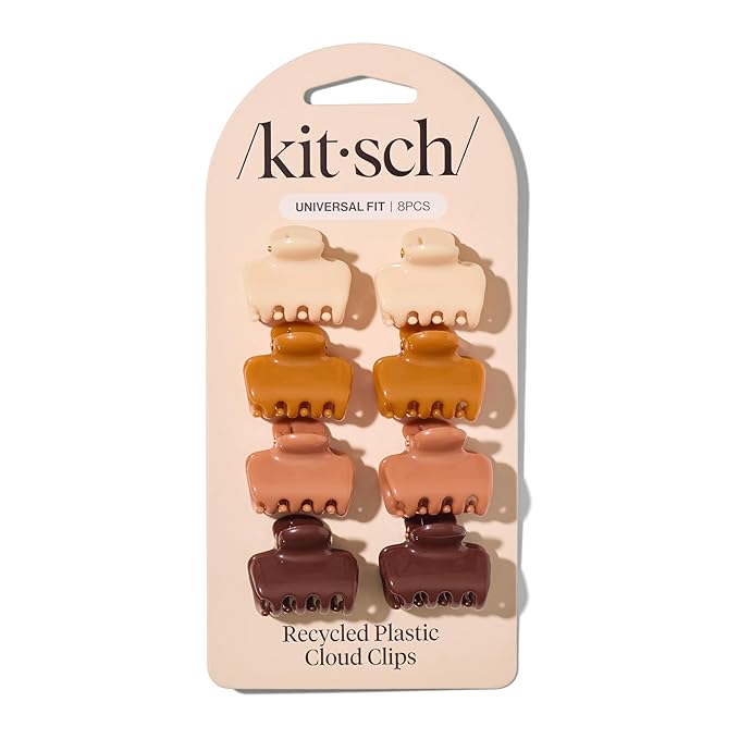 Kitsch Small Hair Clips for Women and Girls – Mini Claw Clips – Hair Accessories for Women – Daily Styling, Recycled, Sedona – 8pc Set