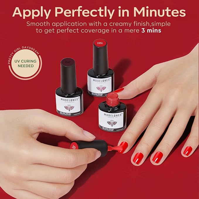 modelones Gel Nail Polish Set 2 Pcs 15 ML Red Cat Eye Gel Nail Polish Glitter Shimmer Red Polish Soak Off LED Spring Art Nail Kit Manicure Salon DIY Nails Gift For Women