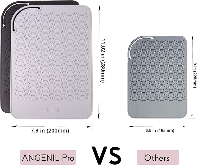 ANGENIL Large Heat Resistant Silicone Mat Sleeve Pad for Hair Straightener Curling Irons Styling Tools, Titanium Ceramic Flat Iron Mat Travel Anti Scald and Heat Resistant Pad, Max-Size 11.02" x 7.9"